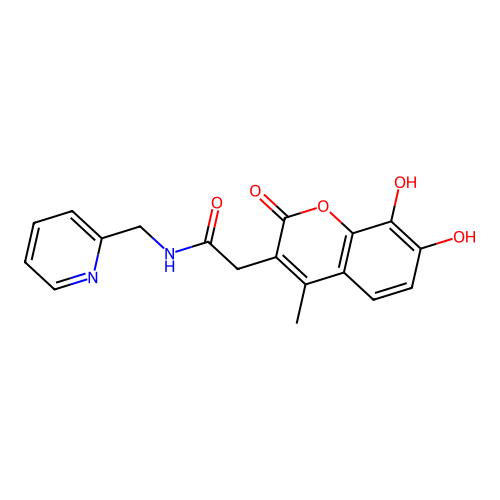 2-(7,8-dihydroxy-4-methyl-2-oxo-2H-chromen-3-yl)-N-(pyridin-2-ylmethyl)acetamide structure
