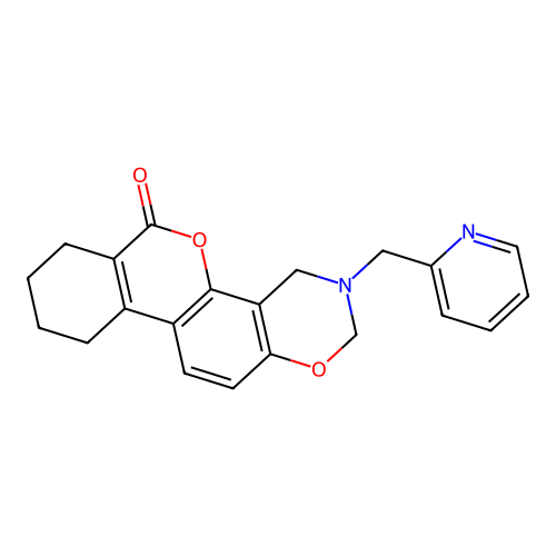 3-(pyridin-2-ylmethyl)-2,4,7,8,9,10-hexahydroisochromeno[3,4-f][1,3]benzoxazin-6-one structure