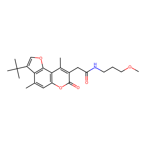 2-(3-tert-butyl-4,9-dimethyl-7-oxofuro[2,3-f]chromen-8-yl)-N-(3-methoxypropyl)acetamide structure