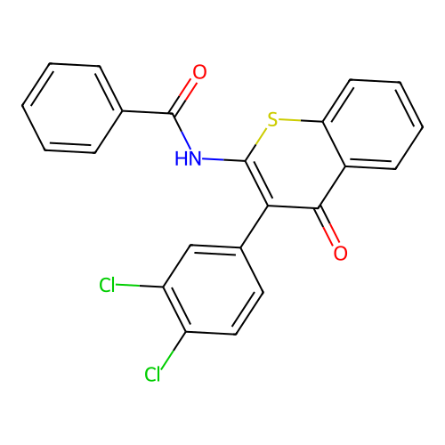 N-(3-(3,4-dichlorophenyl)-4-oxo-4H-thiochromen-2-yl)benzamide structure