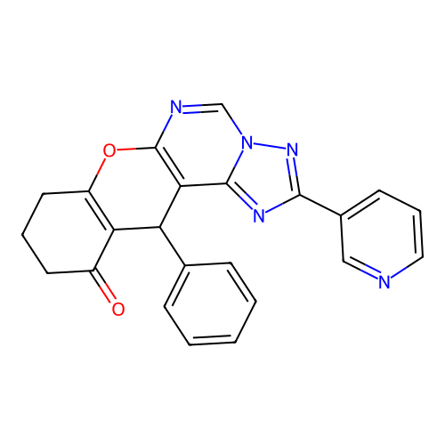 12-phenyl-2-(pyridin-3-yl)-8,9,10,12-tetrahydro-11H-chromeno[3,2-e][1,2,4]triazolo[1,5-c]pyrimidin-11-one structure
