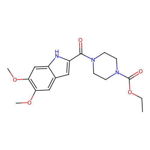 ethyl 4-(5,6-dimethoxy-1H-indole-2-carbonyl)piperazine-1-carboxylate structure