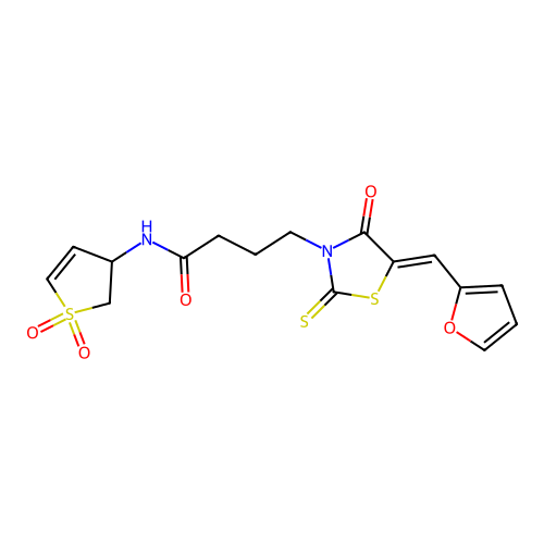 (Z)-N-(1,1-dioxido-2,3-dihydrothiophen-3-yl)-4-(5-(furan-2-ylmethylene)-4-oxo-2-thioxothiazolidin-3-yl)butanamide structure