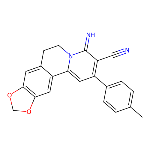 4-imino-2-(4-methylphenyl)-6,7-dihydro-[1,3]benzodioxolo[5,6-a]quinolizine-3-carbonitrile structure