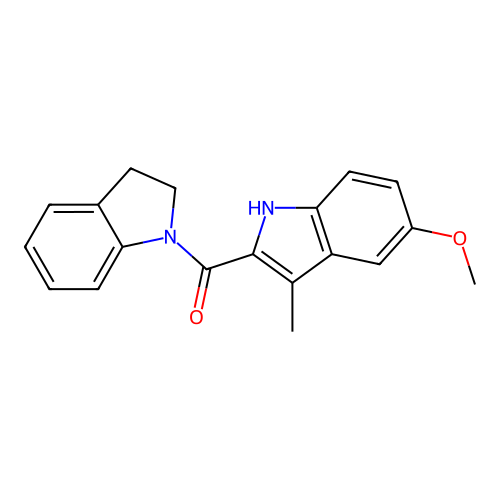2,3-dihydro-1H-indol-1-yl(5-methoxy-3-methyl-1H-indol-2-yl)methanone structure