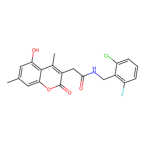 N-(2-chloro-6-fluorobenzyl)-2-(5-hydroxy-4,7-dimethyl-2-oxo-2H-chromen-3-yl)acetamide structure