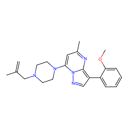 3-(2-methoxyphenyl)-5-methyl-7-(4-(2-methylallyl)piperazin-1-yl)pyrazolo[1,5-a]pyrimidine structure