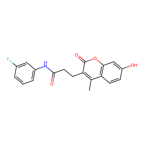 N-(3-fluorophenyl)-3-(7-hydroxy-4-methyl-2-oxo-2H-chromen-3-yl)propanamide structure