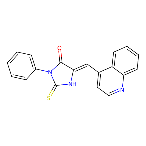 (5Z)-3-phenyl-5-(quinolin-4-ylmethylidene)-2-thioxoimidazolidin-4-one structure