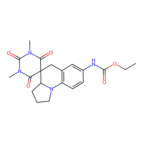 ethyl (1,3-dimethyl-2,4,6-trioxo-1,1',2',3,3',3a',4,6-octahydro-2H,5'H-spiro[pyrimidine-5,4'-pyrrolo[1,2-a]quinolin]-7'-yl)carbamate structure