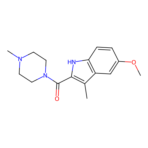 (5-methoxy-3-methyl-1H-indol-2-yl)(4-methylpiperazin-1-yl)methanone structure
