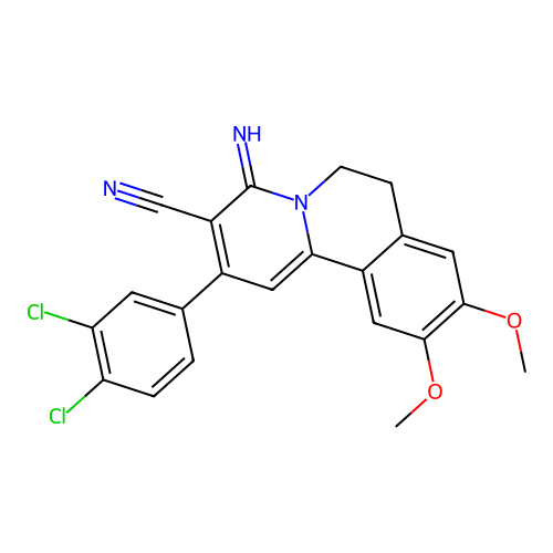 2-(3,4-dichlorophenyl)-4-imino-9,10-dimethoxy-6,7-dihydro-4H-pyrido[2,1-a]isoquinoline-3-carbonitrile structure