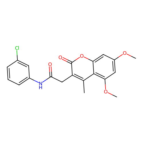 N-(3-chlorophenyl)-2-(5,7-dimethoxy-4-methyl-2-oxo-2H-chromen-3-yl)acetamide structure