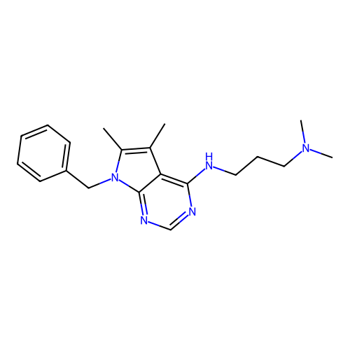 N-(7-benzyl-5,6-dimethylpyrrolo[2,3-d]pyrimidin-4-yl)-N',N'-dimethylpropane-1,3-diamine structure