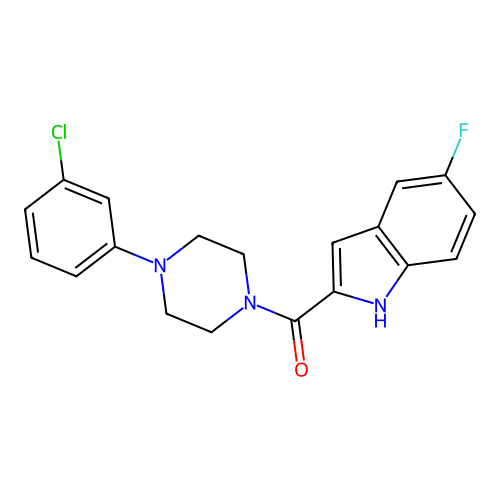[4-(3-chlorophenyl)piperazin-1-yl]-(5-fluoro-1H-indol-2-yl)methanone structure