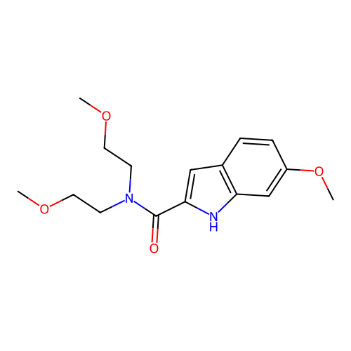 6-methoxy-N,N-bis(2-methoxyethyl)-1H-indole-2-carboxamide structure