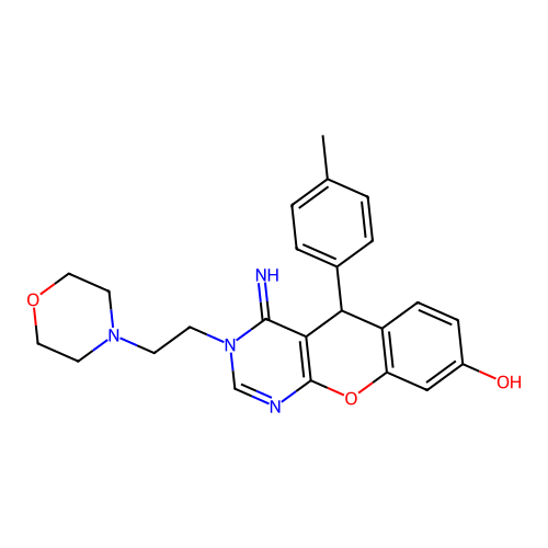 4-imino-5-(4-methylphenyl)-3-[2-(morpholin-4-yl)ethyl]-3,5-dihydro-4H-chromeno[2,3-d]pyrimidin-8-ol structure