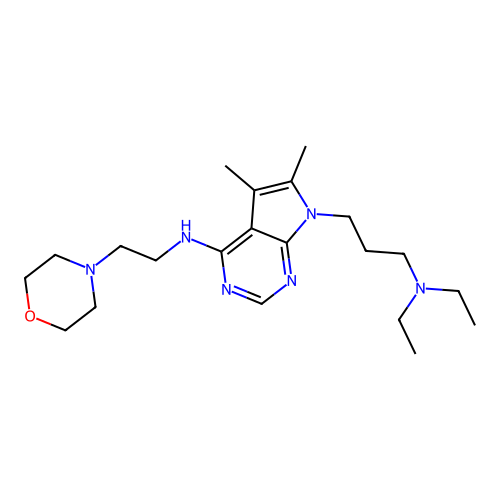 7-(3-(diethylamino)propyl)-5,6-dimethyl-N-(2-morpholinoethyl)-7H-pyrrolo[2,3-d]pyrimidin-4-amine structure