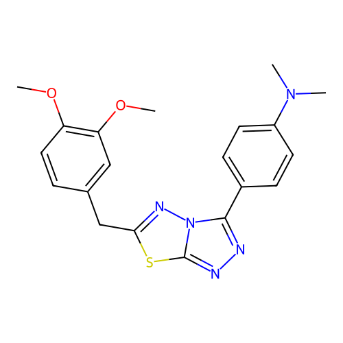 4-[6-(3,4-dimethoxybenzyl)[1,2,4]triazolo[3,4-b][1,3,4]thiadiazol-3-yl]-N,N-dimethylaniline structure