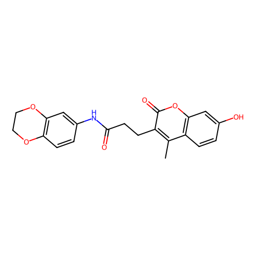 N-(2,3-dihydrobenzo[b][1,4]dioxin-6-yl)-3-(7-hydroxy-4-methyl-2-oxo-2H-chromen-3-yl)propanamide structure