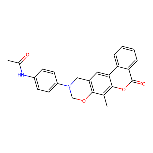 N-(4-(7-methyl-5-oxobenzo[3,4]chromeno[6,7-e][1,3]oxazin-10(5H,9H,11H)-yl)phenyl)acetamide structure
