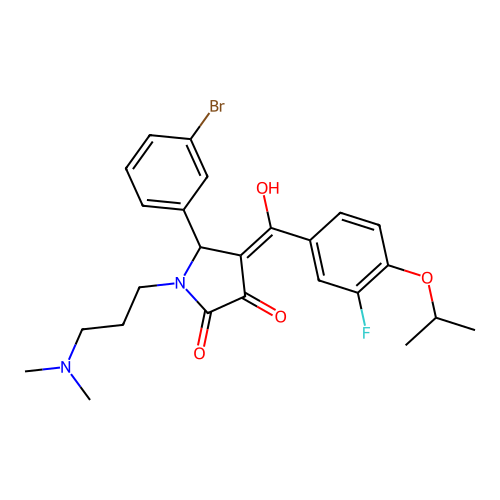 (4E)-5-(3-bromophenyl)-1-[3-(dimethylamino)propyl]-4-[(3-fluoro-4-propan-2-yloxyphenyl)-hydroxymethylidene]pyrrolidine-2,3-dione structure
