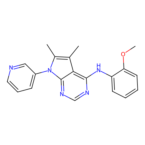 N-(2-methoxyphenyl)-5,6-dimethyl-7-(pyridin-3-yl)-7H-pyrrolo[2,3-d]pyrimidin-4-amine structure