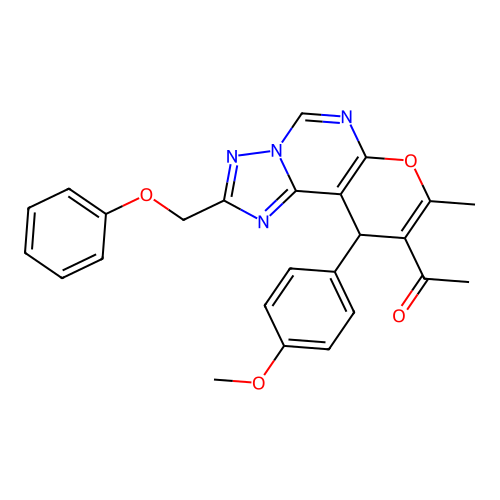 1-(10-(4-methoxyphenyl)-8-methyl-2-(phenoxymethyl)-10H-pyrano[3,2-e][1,2,4]triazolo[1,5-c]pyrimidin-9-yl)ethanone structure