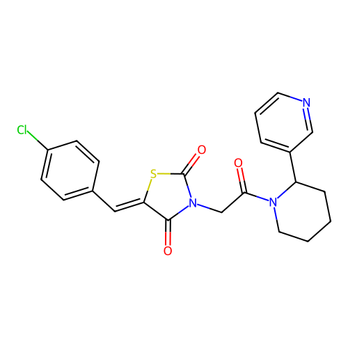 (5Z)-5-(4-chlorobenzylidene)-3-{2-oxo-2-[2-(pyridin-3-yl)piperidin-1-yl]ethyl}-1,3-thiazolidine-2,4-dione structure