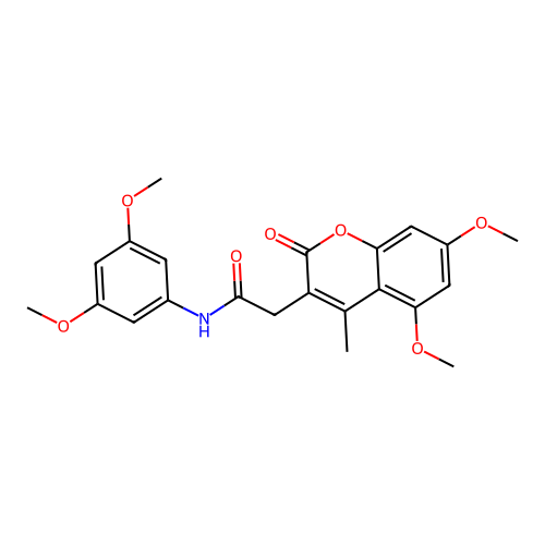 2-(5,7-dimethoxy-4-methyl-2-oxo-2H-chromen-3-yl)-N-(3,5-dimethoxyphenyl)acetamide structure