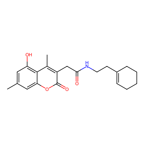 N-[2-(cyclohexen-1-yl)ethyl]-2-(5-hydroxy-4,7-dimethyl-2-oxochromen-3-yl)acetamide structure