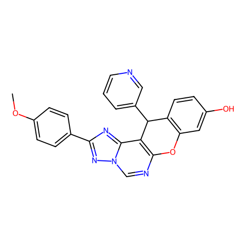 2-(4-methoxyphenyl)-12-(pyridin-3-yl)-12H-chromeno[3,2-e][1,2,4]triazolo[1,5-c]pyrimidin-9-ol structure