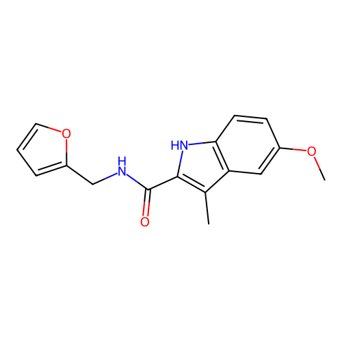 N-(furan-2-ylmethyl)-5-methoxy-3-methyl-1H-indole-2-carboxamide structure