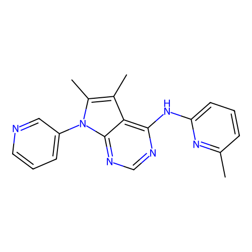 5,6-dimethyl-N-(6-methylpyridin-2-yl)-7-(pyridin-3-yl)-7H-pyrrolo[2,3-d]pyrimidin-4-amine structure