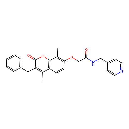 2-((3-benzyl-4,8-dimethyl-2-oxo-2H-chromen-7-yl)oxy)-N-(pyridin-4-ylmethyl)acetamide structure