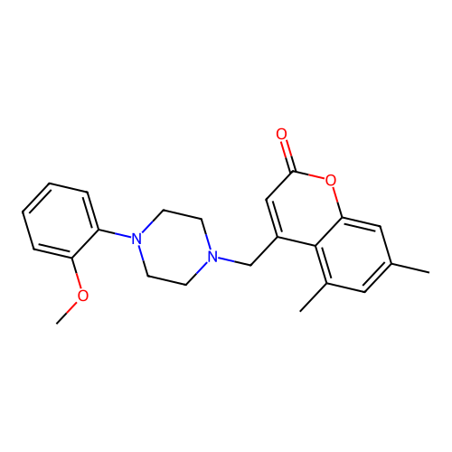 4-((4-(2-methoxyphenyl)piperazin-1-yl)methyl)-5,7-dimethyl-2H-chromen-2-one structure
