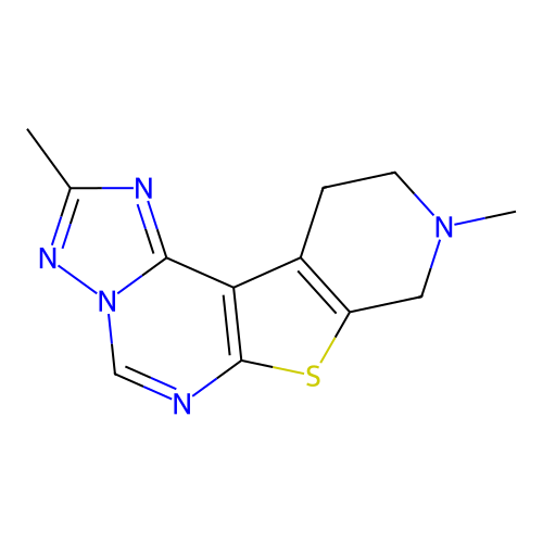 2,9-dimethyl-8,9,10,11-tetrahydropyrido[4',3':4,5]thieno[3,2-e][1,2,4]triazolo[1,5-c]pyrimidine structure