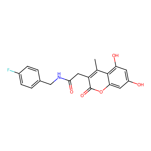 2-(5,7-dihydroxy-4-methyl-2-oxo-2H-chromen-3-yl)-N-(4-fluorobenzyl)acetamide structure