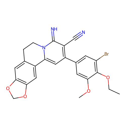 2-(3-bromo-4-ethoxy-5-methoxyphenyl)-4-imino-6,7-dihydro-4H-[1,3]dioxolo[4,5-g]pyrido[2,1-a]isoquinoline-3-carbonitrile structure