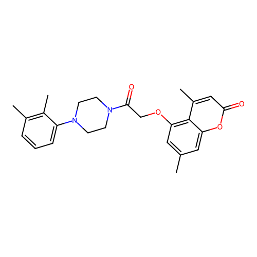 5-(2-(4-(2,3-dimethylphenyl)piperazin-1-yl)-2-oxoethoxy)-4,7-dimethyl-2H-chromen-2-one structure