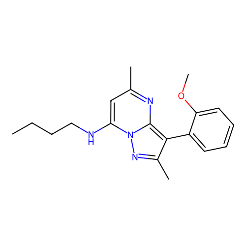 N-butyl-3-(2-methoxyphenyl)-2,5-dimethylpyrazolo[1,5-a]pyrimidin-7-amine structure