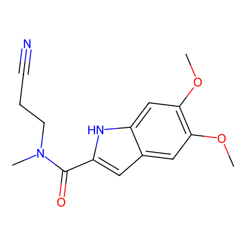 N-(2-cyanoethyl)-5,6-dimethoxy-N-methyl-1H-indole-2-carboxamide structure