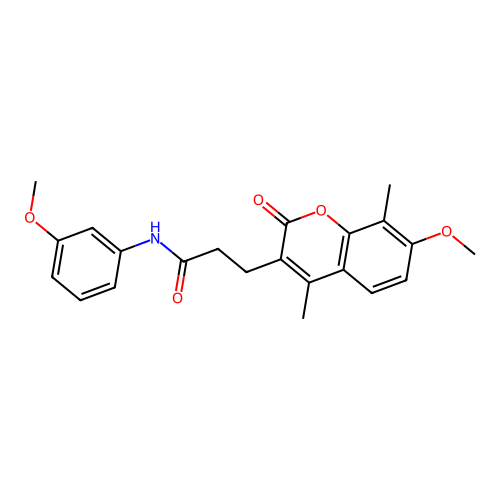 3-(7-methoxy-4,8-dimethyl-2-oxo-2H-chromen-3-yl)-N-(3-methoxyphenyl)propanamide structure