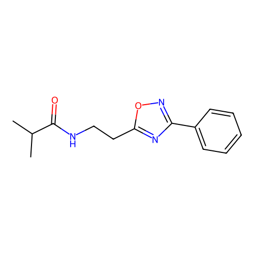 2-methyl-N-[2-(3-phenyl-1,2,4-oxadiazol-5-yl)ethyl]propanamide structure