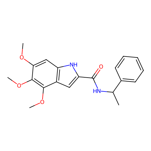 4,5,6-trimethoxy-N-(1-phenylethyl)-1H-indole-2-carboxamide structure