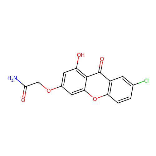 2-((7-chloro-1-hydroxy-9-oxo-9H-xanthen-3-yl)oxy)acetamide structure