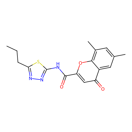 6,8-dimethyl-4-oxo-N-(5-propyl-1,3,4-thiadiazol-2-yl)-4H-chromene-2-carboxamide structure