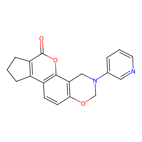 3-(3-pyridinyl)-3,4,8,9-tetrahydro-2H-cyclopenta[3,4]chromeno[8,7-e][1,3]oxazin-6(7H)-one structure