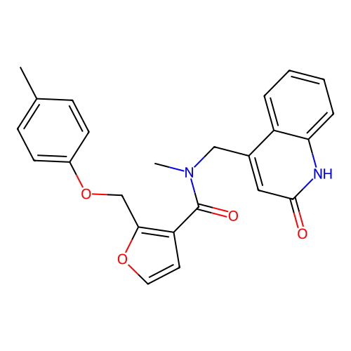N-[(2-hydroxyquinolin-4-yl)methyl]-N-methyl-2-[(4-methylphenoxy)methyl]furan-3-carboxamide structure