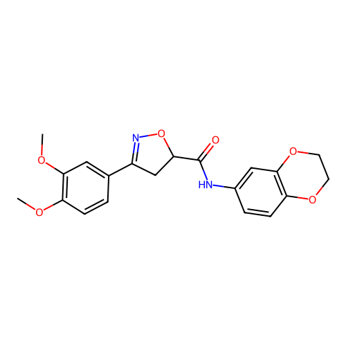 N-(2,3-dihydro-1,4-benzodioxin-6-yl)-3-(3,4-dimethoxyphenyl)-4,5-dihydro-1,2-oxazole-5-carboxamide structure